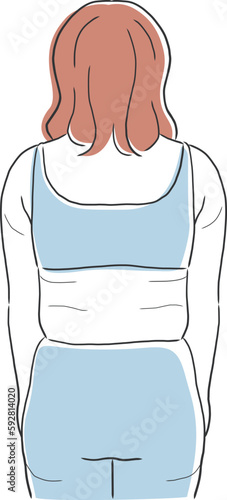 太った女性の後ろ姿のイラスト素材