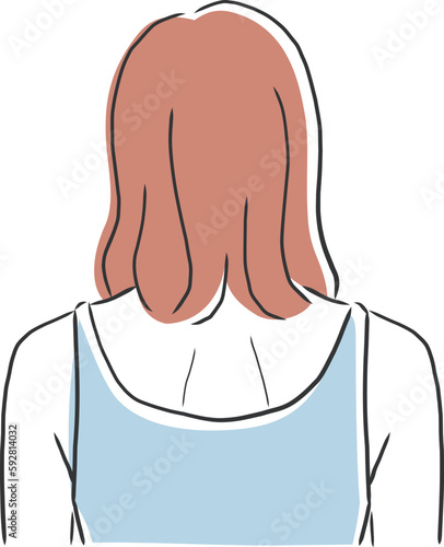 後ろ姿の女性のイラスト素材