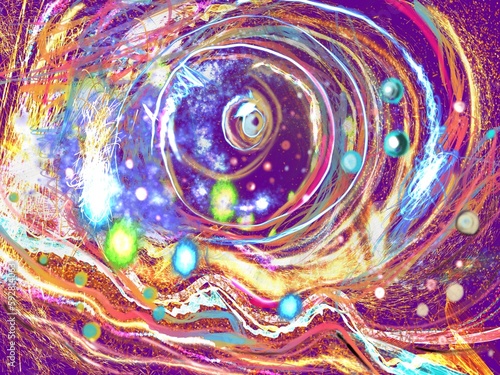 Illustration of  abstract psychic wave that represents an expanded awareness and experiences across mental  emotional  and spiritual realms that have trippy and dreamy visuals.