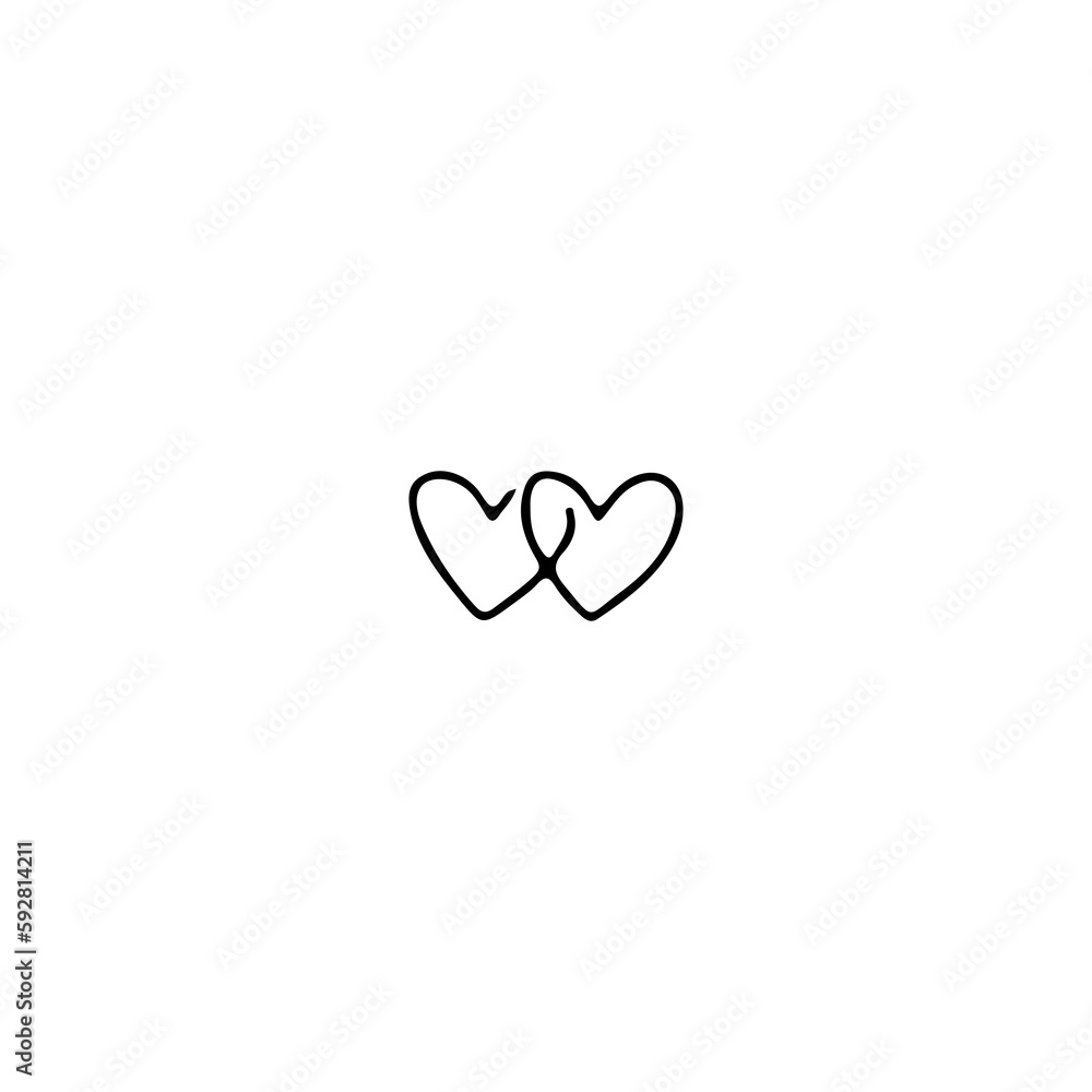 vector doodle illustration of two hearts joining together vector doodle illustration of two hearts joining together