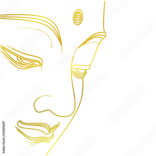 Face head of a buddha with golden line