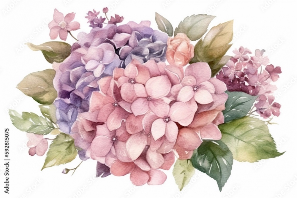 Fototapeta premium bouquet of flowers watercolor isolated on white