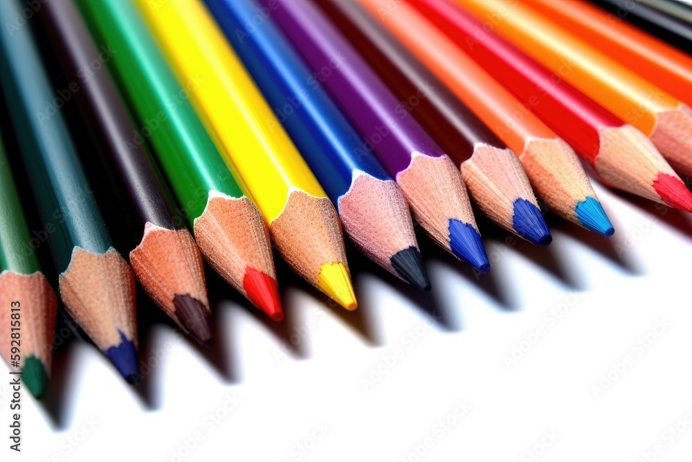 colorful stack of pencils with sharp tips. Generative AI colorful stack of pencils with sharp tips. Generative AI