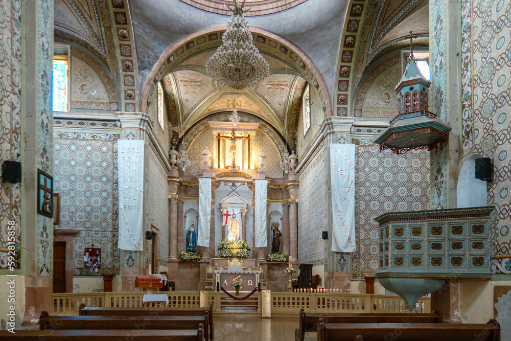 Interior of the Church of Mineral de Pozos in Guanajuato Mexico