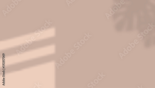 Shadow of window blinds. Shade on wall. Overlay effect monstera plant leaf. Reflection shadow blinds vector illustration