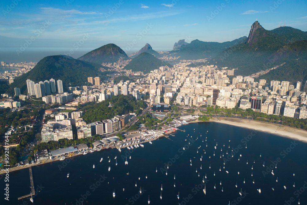 Aerial View of Rio de Janeiro City With Mountains and Guanabara Bay