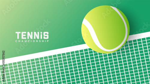 Tennis ball on net , Simple flat design style  ,Illustrations for use in online sporting events , Illustration Vector  EPS 10
