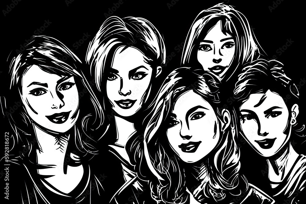 diverse group of women standing together and supporting each other. Generative AI diverse group of women standing together and supporting each other. Generative AI