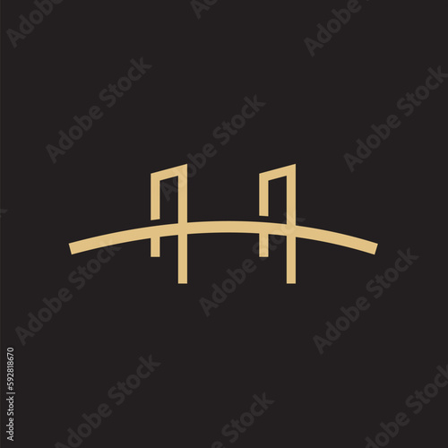Bridge Lines Logo a minimal dan simple logo of bridge shape. Bridge Lines Logo also looks very elegant and stylish at same time. a combination of bridge with thin lines make this logo can work very we