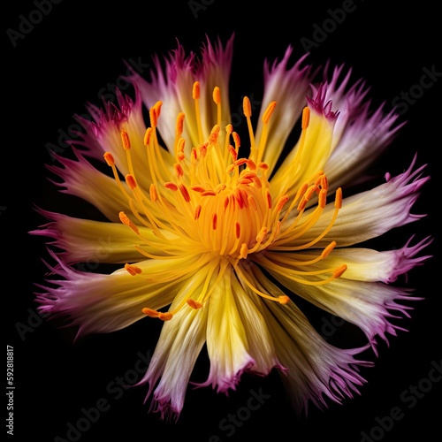 Elegant Macro Peony Flower Isolated on Black   Generative AI Design