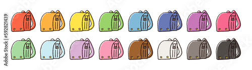 カラーバリエーションのあるランドセルのシンプルな手描きベクター線画イラスト