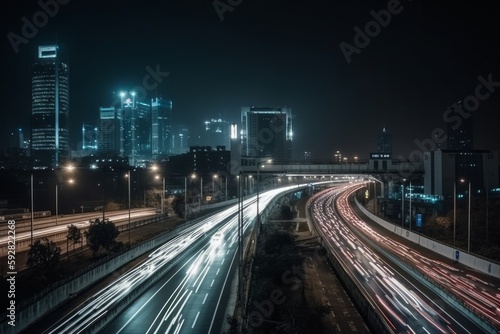 traffic at night made with generative ai