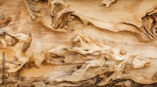 Curly Maplewood Texture Driftwood Background - generative ai photo