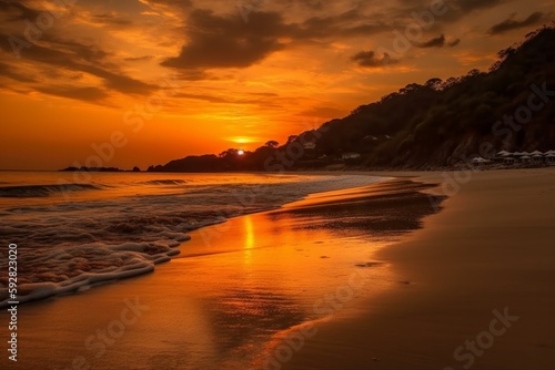 sunset at the beach made with generative ai © dirgananda