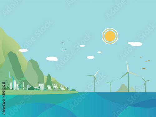ECO friendly community A003_sea shows the concept for protect environment vector illustration graphic EPS 10