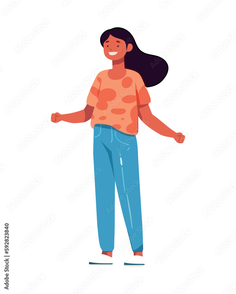 cartoon young woman standing