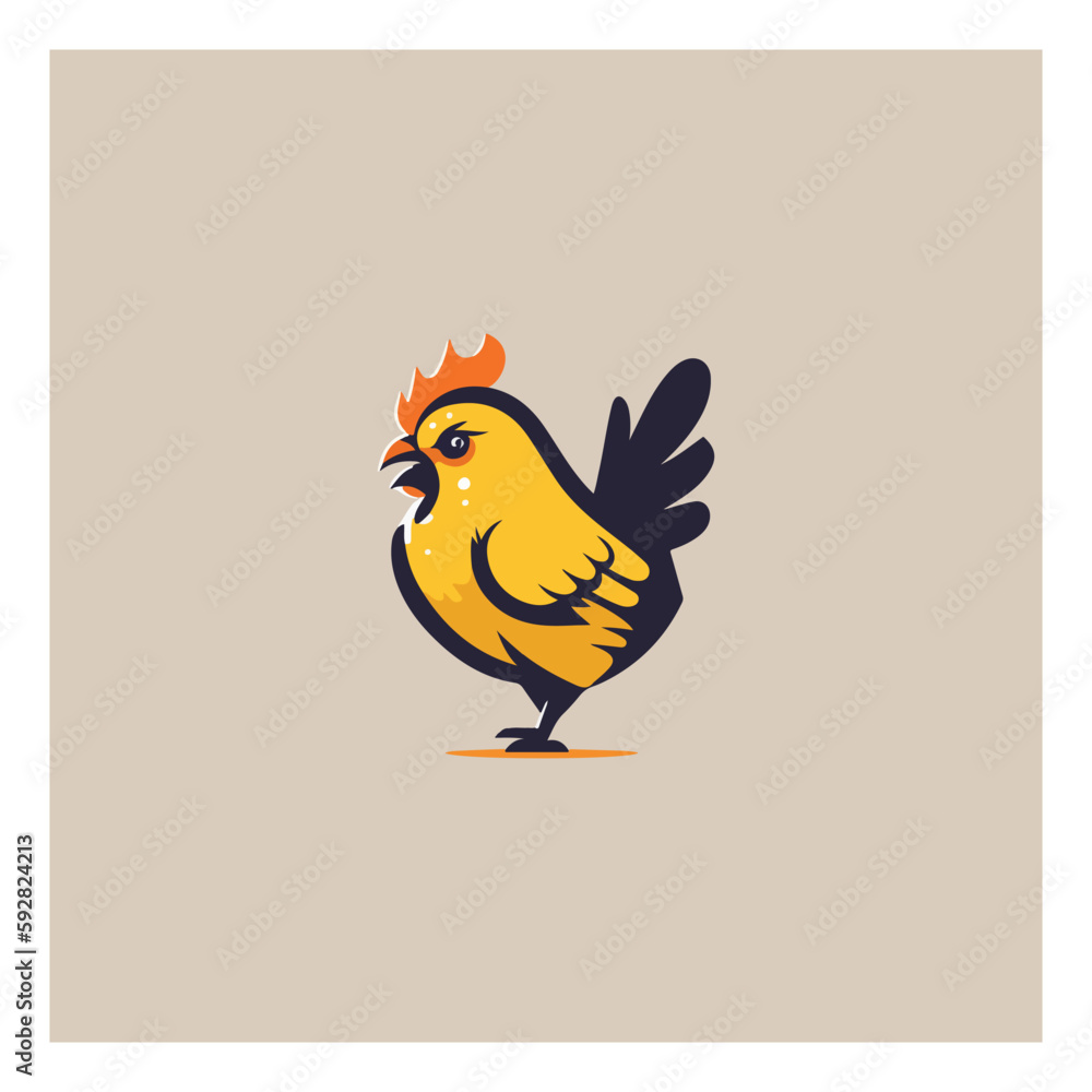 Fototapeta premium Rooster, chicken, cock. Abstract vector illustration, logo, icon.