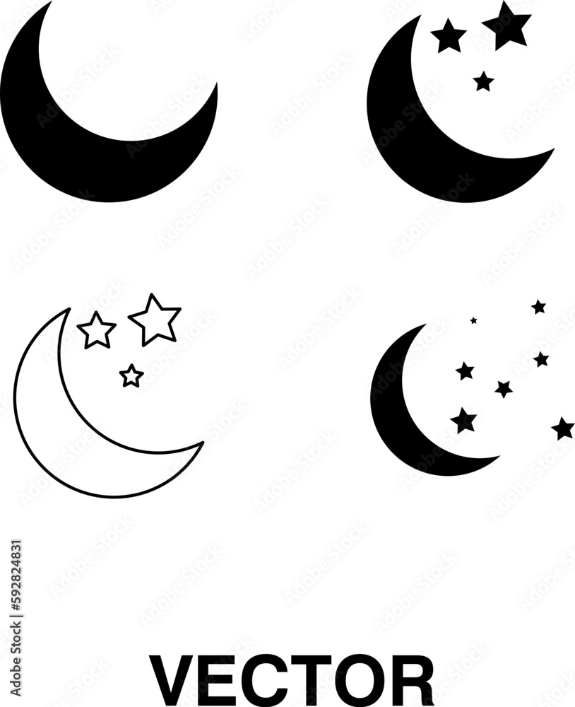 Obraz premium Moon vector icon set illustration on white background 