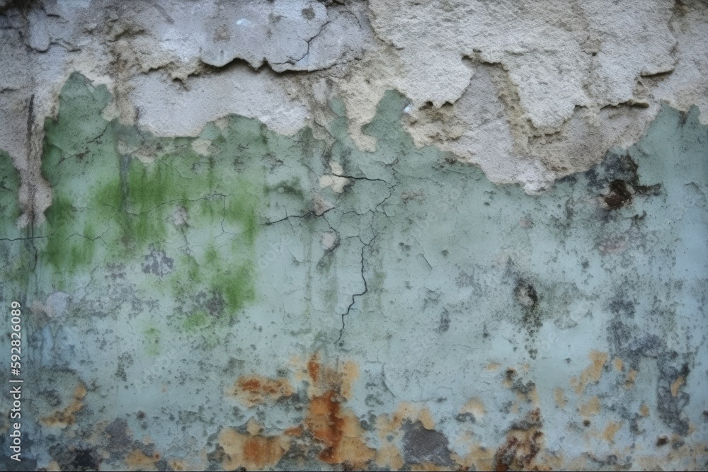 an old and weathered wall with peeling paint. Generative AI