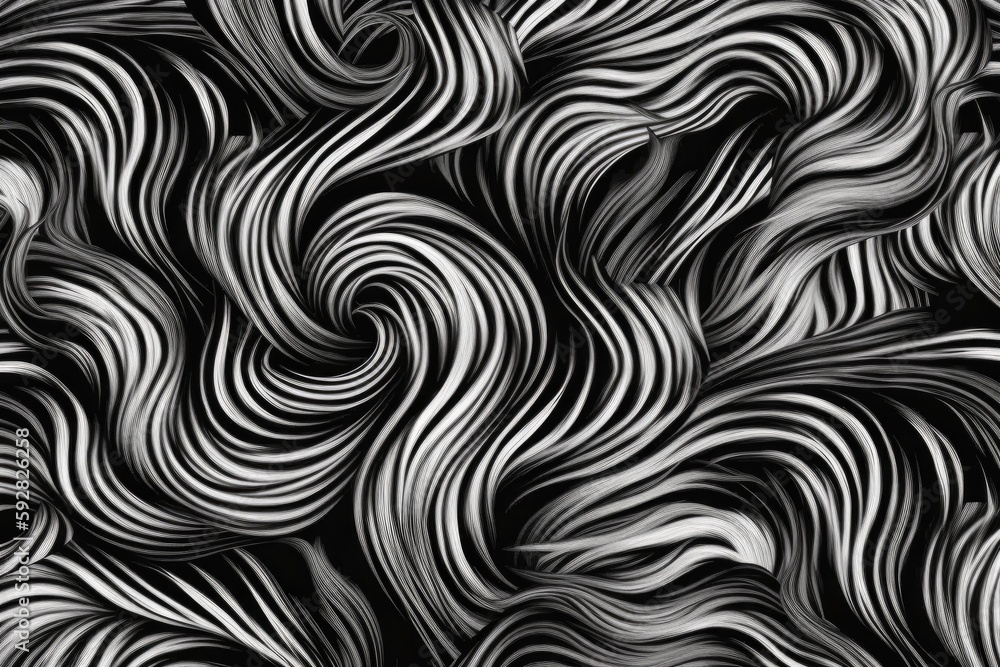 monochromatic abstract pattern featuring flowing curves and lines. Generative AI
