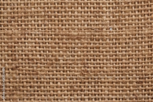 detailed close-up view of a textured brown woven fabric. Generative AI