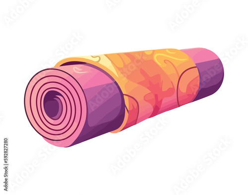 Yoga equipment rolled up