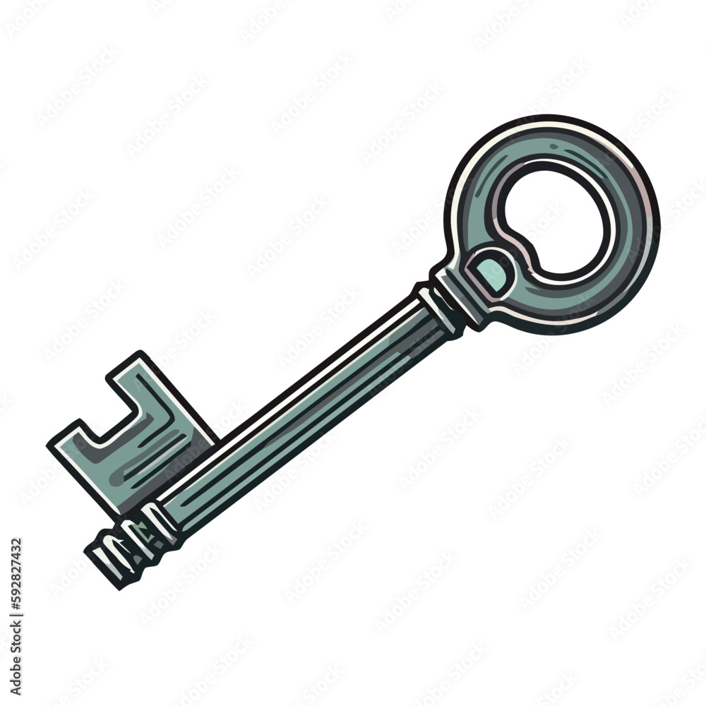 Metallic old key isolated on white background Metallic old key isolated on white background