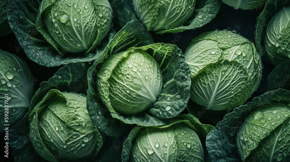 Fresh Cabbage, Natural Delight, Top-Down Mockup of Fresh, Colorful Vegetables - Generative AI Fresh Cabbage, Natural Delight, Top-Down Mockup of Fresh, Colorful Vegetables - Generative AI