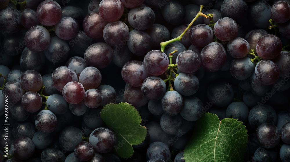 Fototapeta premium Fresh Grapes, The Fruitiest Mockup, A Top-Down View for Your Design Needs - Generative AI