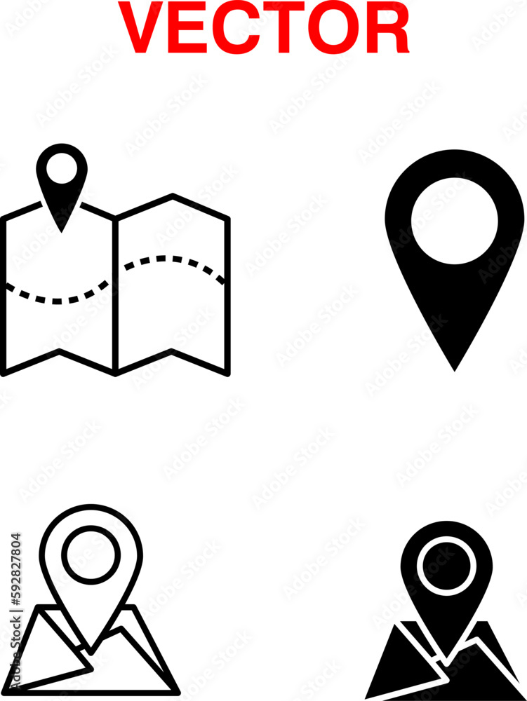 Map pointer icon set vector illustration on white background Map pointer icon set vector illustration on white background