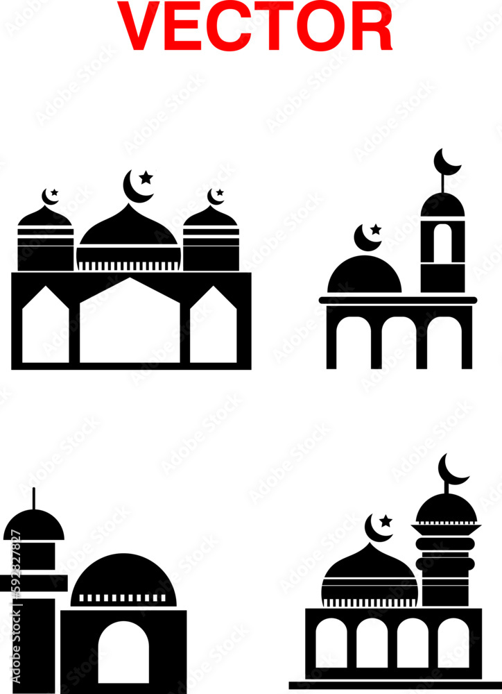 Mosque icon set vector illustration on white background..eps