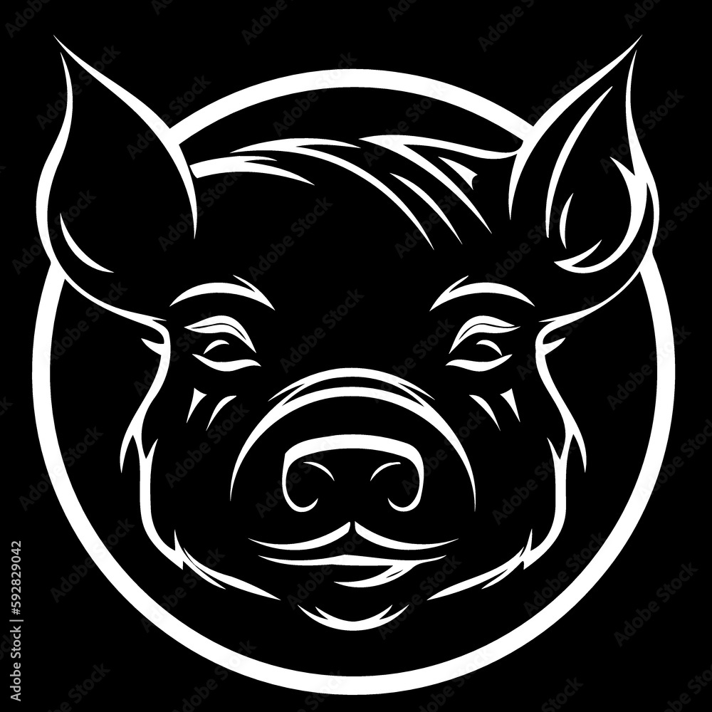 Pig farm animal farm mammal head created with Generative AI technology