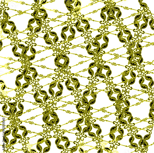 Many golden patterns form a chaotic picture.