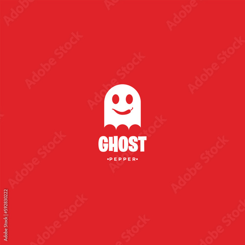 ghost combine with chili logo, ghost pepper logo concept. prefect for food business photo
