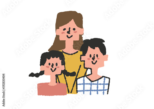 母子家庭の親子のイラスト素材