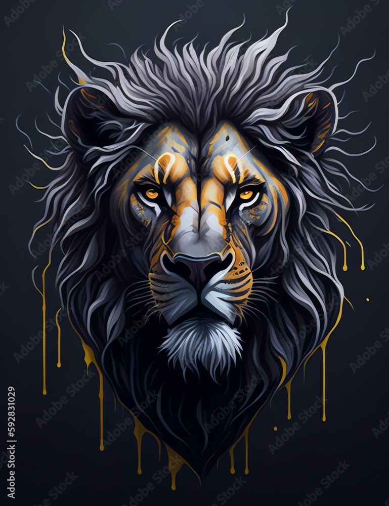 Obraz premium Splash art a lion head Generative AI