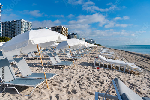 Фотография image of sunbed at summer beach