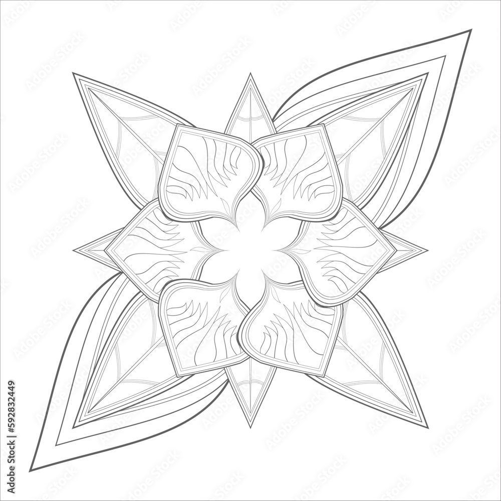 Mandala art for Coloring Books. Hand drawn flowers in zentangle style for t-shirt design or tattoo and coloring book