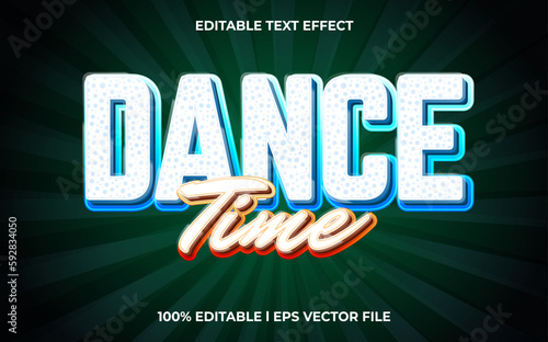 Dance time 3d text effect and editable text, template 3d style use for glowing tittle