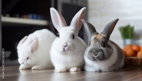 Captivating depiction of rabbits in urban living spaces