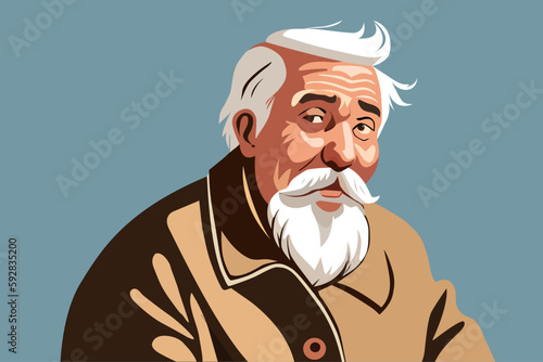 Oldman with a long white beard & Mustache