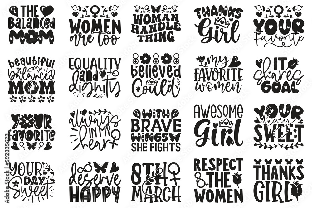 Happy Women's Day T-shirt And SVG Design Bundle. Mom Mama Mommy Motivational Inspirational SVG Quotes T shirt Design Bundle, Vector EPS Editable Files.