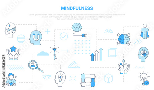 mindfulness concept with icon set template banner with modern blue color style