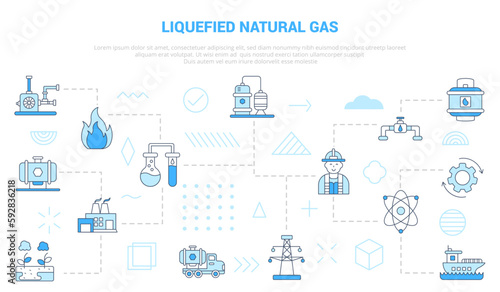 lng concept with icon set template banner with modern blue color style