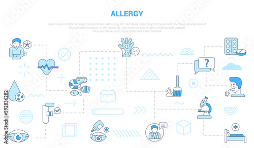 allergy concept with icon set template banner with modern blue color style