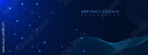 Abstract hexagonal molecular structure background. Health care, chemistry, scientific, chemical, medical technology innovation concept backdrop.