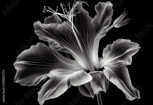 x-ray image of a flower isolated on white , the Amaryllis. Generative AI