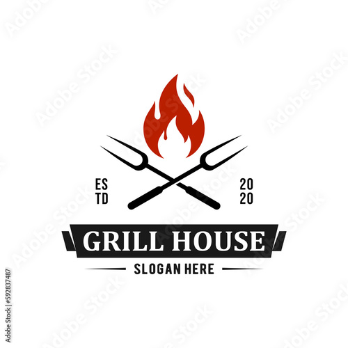 Barbecue logo design. vintage food concept