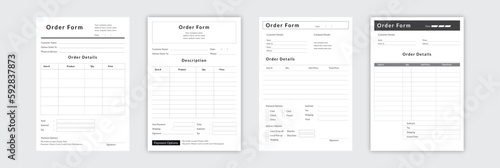 Editable order purchase form template customer corporate business invoice bill design template.