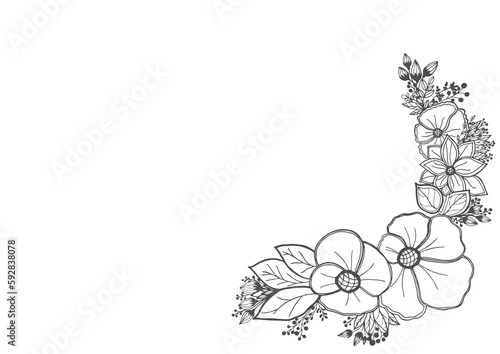 hand drawn pattern with stylized orchid branch for your design